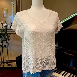 Express White Lace Sheer Top